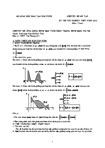 Ôn tập TN THPT môn Toán 12 - Chuyên đề: Ứng dụng hình học tích phân trong hình học (NB-TH)