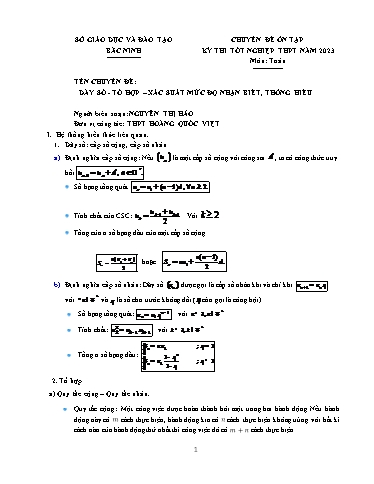Ôn tập TN THPT môn Toán - Chuyên đề: Dãy số, tổ hợp, xác suất (Mức độ nhận biết, thông hiểu)