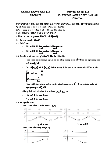 Ôn tập TN THPT môn Toán - Chuyên đề: Đồ thị hàm số, tiệm cận của đồ thị, sự tương giao