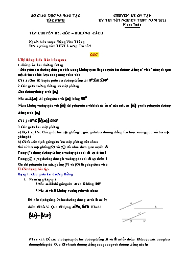 Ôn tập TN THPT môn Toán - Chuyên đề: Góc, khoảng cách