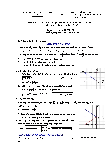 Ôn tập TN THPT môn Toán - Chuyên đề: Khái niệm số phức và các phép toán (Mức độ nhận biết và thông hiểu)