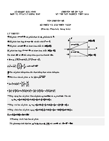 Ôn tập TN THPT môn Toán - Chuyên đề: Số phức và các phép toán (Mức độ nhận biết, thông hiểu)