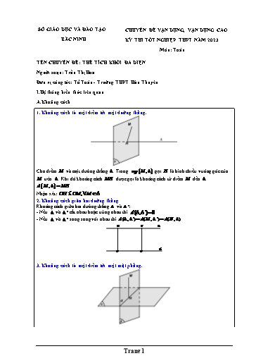 Ôn tập TN THPT môn Toán - Chuyên đề: Thể tích khối đa diện - Trường THPT Hàn Thuyên