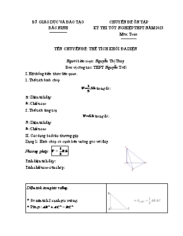 Ôn tập TN THPT môn Toán - Chuyên đề: Thể tích khối đa diện