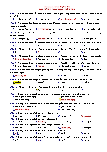 Ôn tập TN THPT môn Vật lí - Chương 1: Dao động cơ