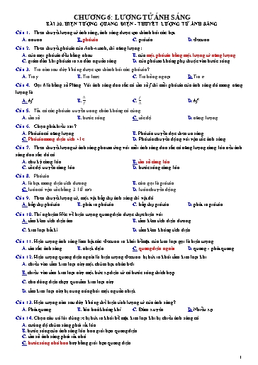 Ôn tập TN THPT môn Vật lí - Chương 6: Lượng tử ánh sáng