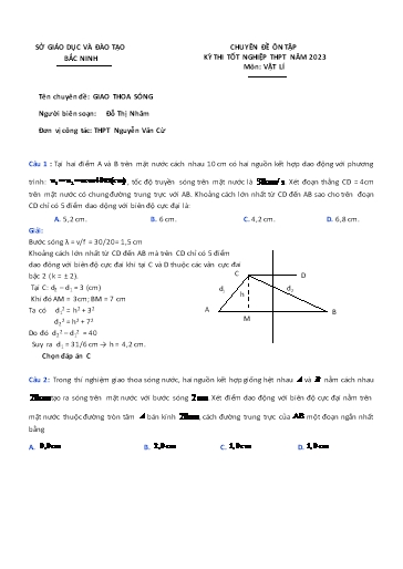 Ôn tập TN THPT môn Vật lí - Chuyên đề: Giao thoa sóng