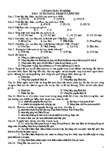 Ôn tập trắc nghiệm Địa lí 12 theo bài học