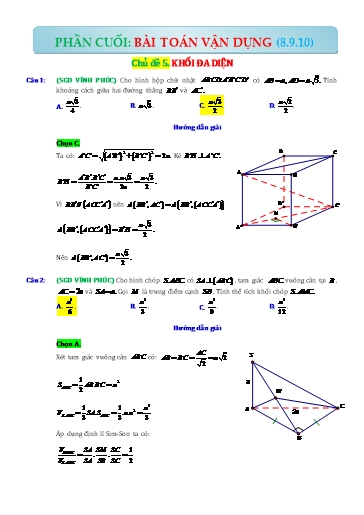 Ôn tập Vận dụng cao Toán 12 - Chủ đề 5: Khối đa diện (Có đáp án)