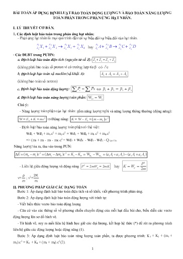 Ôn tập Vật lí 12 - Chuyên đề: Bài toán áp dụng định luật bảo toàn động lượng và bảo toàn năng lượng toàn phần trong phản ứng hạt nhân