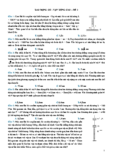 Ôn tập Vật lí 12 - Chuyên đề: Dao dộng cơ (Vận dụng cao)