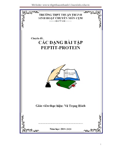 Ôn TN THPT môn Hóa học - Chuyên đề: Các dạng bài tập Peptit-Protein