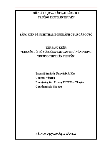 Sáng kiến kinh nghiệm Chuyển đổi số với công tác Văn thư – Văn phòng trường THPT Hàn Thuyên