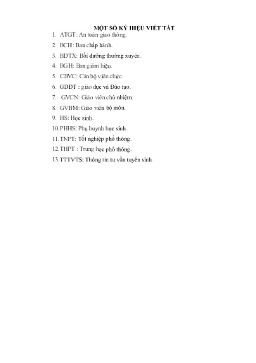 Sáng kiến kinh nghiệm Nâng cao chất lượng giáo dục An toàn giao thông tại trường THPT Thuận Thành số 1