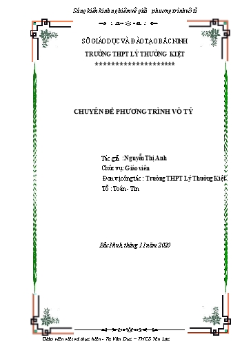 Sáng kiến kinh nghiệm về giải phương trình vô tỉ
