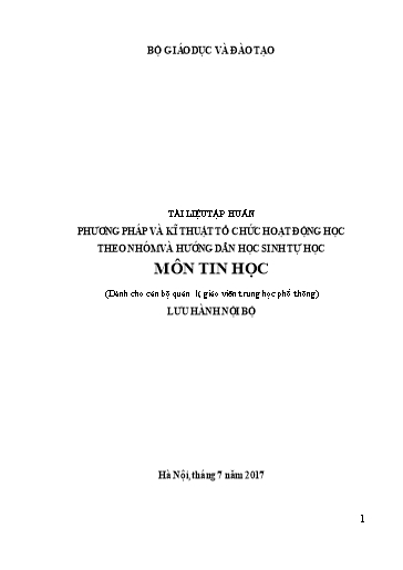 Tài liệu tập huấn Phương pháp, kĩ thuật tổ chức hoạt động học theo nhóm và hướng dẫn học sinh tự học môn Tin học