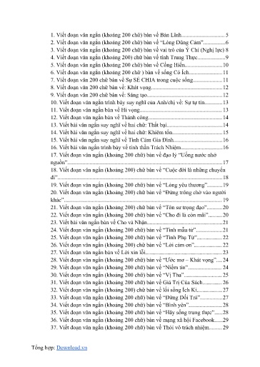 Tổng hợp 120 đoạn văn nghị luận xã hội 120 chữ